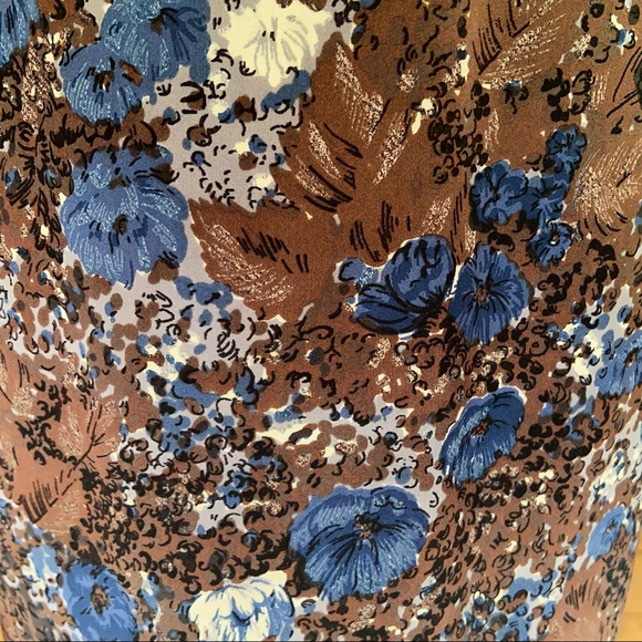 Vintage 60s brown and blue bow front wiggle dress - Picture 6 of 12